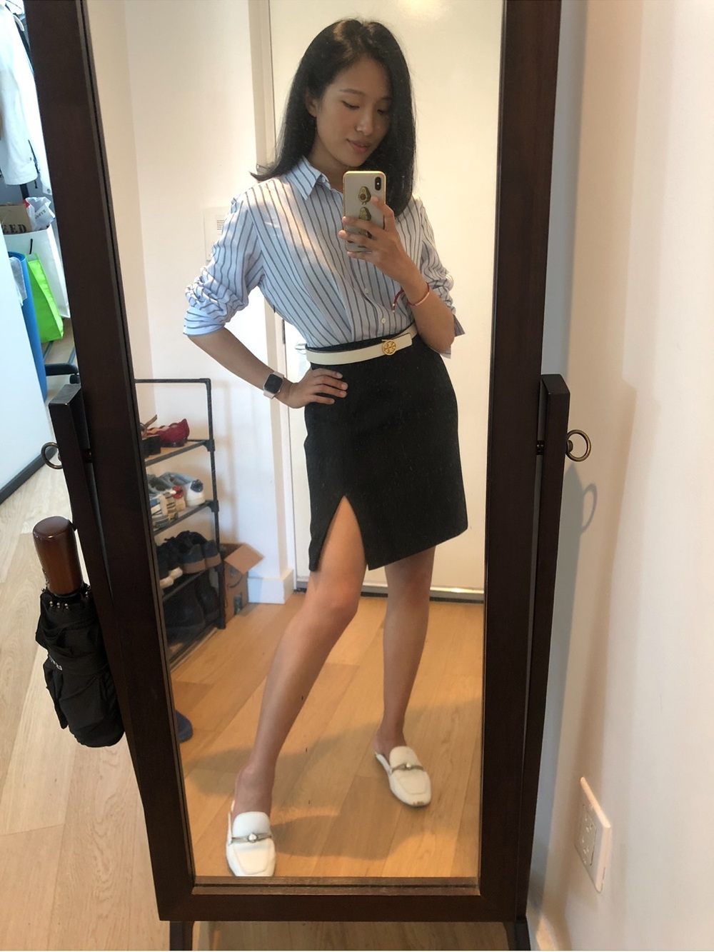 Sandro Black Pencil Skirt with Front Vent
